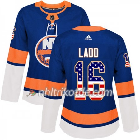 New York Islanders Trikot Andrew Ladd 16 Adidas 2017-2018 Blau USA Flag Fashion Authentic - Dame